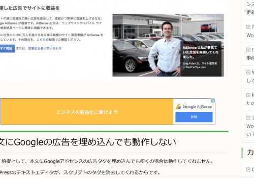 WordPressの記事にGoogleアドセンスの広告を挿入する WordPressの記事にGoogleアドセンスの広告を挿入する